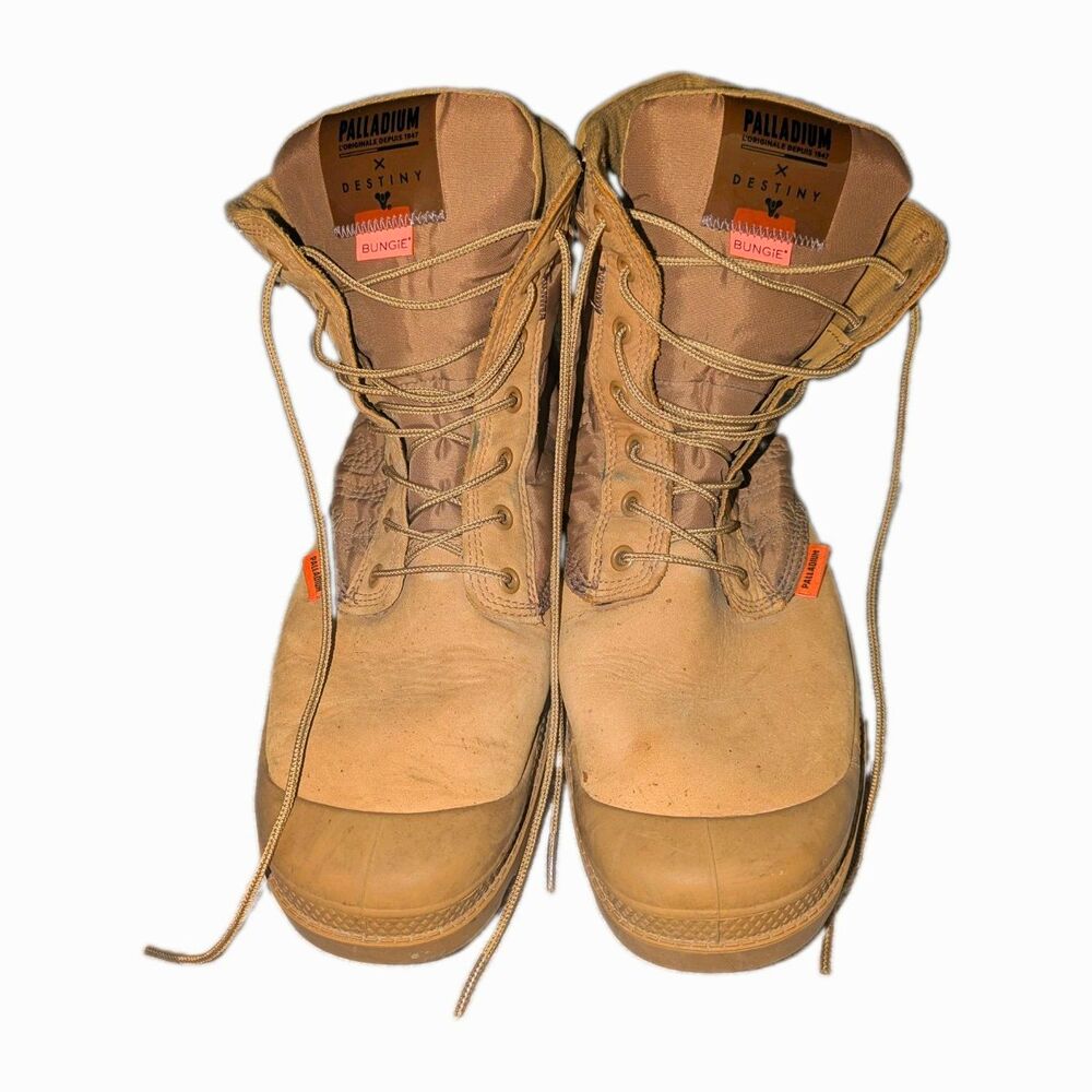 Palladium x Destiny Bungie Tan Leather Combat Ankle Boots Lace Up Men's 12